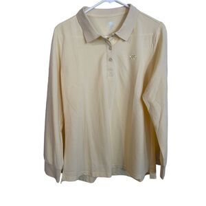 Mofiz Womens Yellow Long Sleeve Embroidered Logo Polo Shirt Large